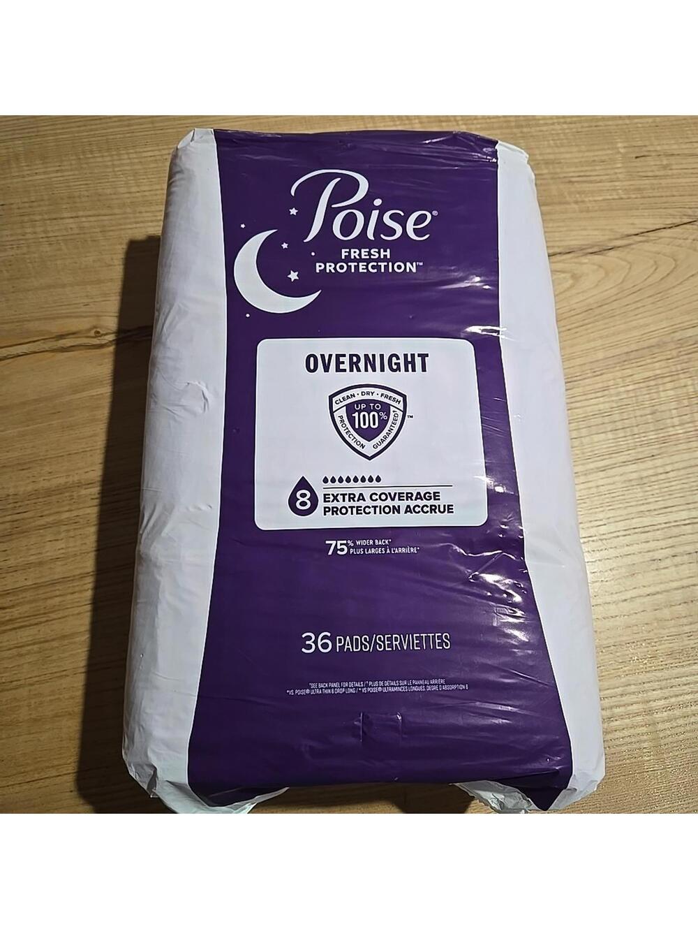 Poise Overnight in Underwear Pads for Leaks 8 Drop Extra Coverage 36 Count New